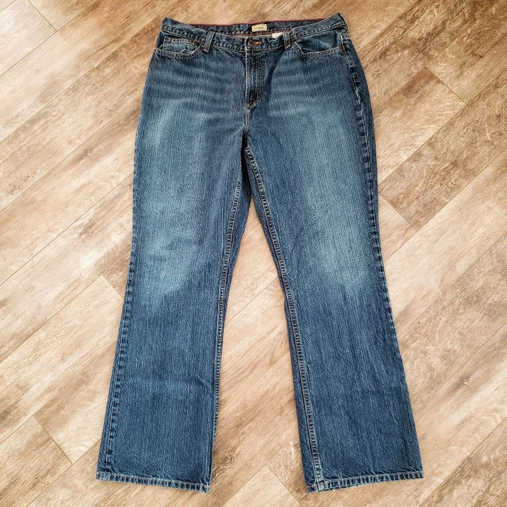 Vintage L.L. Bean‎ Bootcut Jeans Women's Mid-Rise Whisker Faded All Cotton 18M/T